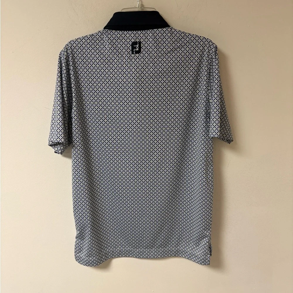 FootJoy Navy & White Patterned Polo Golf Shirt Short Sleeve Small - Picture 2 of 10